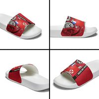 Wallis And Futuna Slide Sandals Tribal Polynesian Tattoo Flag Motif