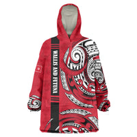 Wallis And Futuna Wearable Blanket Hoodie Tribal Polynesian Tattoo Flag Motif