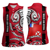 Wallis And Futuna Women Sleeveless Polo Shirt Tribal Polynesian Tattoo Flag Motif