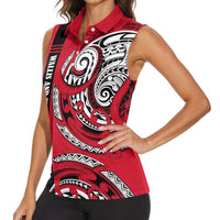 Wallis And Futuna Women Sleeveless Polo Shirt Tribal Polynesian Tattoo Flag Motif