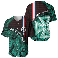 Wallis And Futuna Baseball Jersey Tribal Polynesian Tattoo Heritage Cross Flag