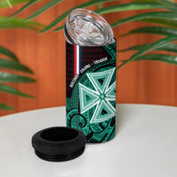 Wallis And Futuna 4 in 1 Can Cooler Tumbler Tribal Polynesian Tattoo Heritage Cross Flag