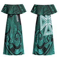 Wallis And Futuna Couples Matching Off Shoulder Maxi Dress and Hawaiian Shirt Tribal Polynesian Tattoo Heritage Cross Flag