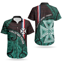 Wallis And Futuna Couples Matching Tank Maxi Dress and Hawaiian Shirt Tribal Polynesian Tattoo Heritage Cross Flag