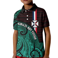 Wallis And Futuna Kid Polo Shirt Tribal Polynesian Tattoo Heritage Cross Flag