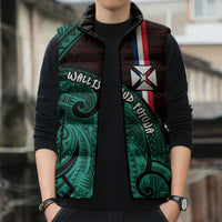 Wallis And Futuna Sleeveless Puffer Jacket Tribal Polynesian Tattoo Heritage Cross Flag