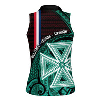 Wallis And Futuna Women Sleeveless Polo Shirt Tribal Polynesian Tattoo Heritage Cross Flag