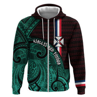 Wallis And Futuna Zip Hoodie Tribal Polynesian Tattoo Heritage Cross Flag
