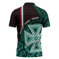 Wallis And Futuna Zipper Polo Shirt Tribal Polynesian Tattoo Heritage Cross Flag