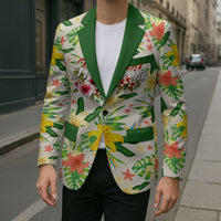Hawaiian Piko Threads Of Paradise Aloha Blazer Tropical Hibiscus Plumeria