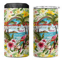 Hawaiian Piko Threads Of Paradise Aloha 4 in 1 Can Cooler Tumbler Tropical Hibiscus Plumeria