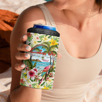 Hawaiian Piko Threads Of Paradise Aloha 4 in 1 Can Cooler Tumbler Tropical Hibiscus Plumeria