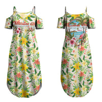 Hawaiian Piko Threads Of Paradise Aloha Couples Matching Summer Maxi Dress and Long Sleeve Button Shirt Tropical Hibiscus Plumeria