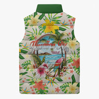 Hawaiian Piko Threads Of Paradise Aloha Sleeveless Puffer Jacket Tropical Hibiscus Plumeria