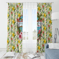 Hawaiian Piko Threads Of Paradise Aloha Window Curtain Tropical Hibiscus Plumeria