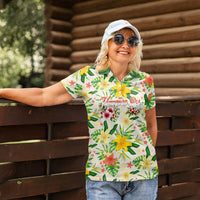 Hawaiian Piko Threads Of Paradise Aloha Women Polo Shirt Tropical Hibiscus Plumeria