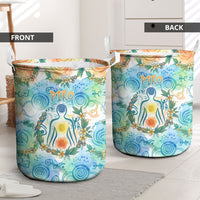 Hawaiian Piko Cultural Pride Aloha Laundry Basket Watercolor Spiral Art - Tropical Plumeria Lei Garland