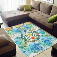 Hawaiian Piko Cultural Pride Aloha Area Rug Watercolor Spiral Art - Tropical Plumeria Lei Garland