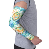 Hawaiian Piko Cultural Pride Aloha Arm Sleeves Watercolor Spiral Art - Tropical Plumeria Lei Garland