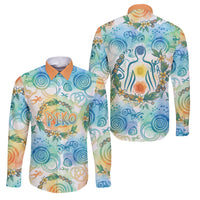 Hawaiian Piko Cultural Pride Aloha Family Matching Off Shoulder Short Dress and Hawaiian Shirt Watercolor Spiral Art - Tropical Plumeria Lei Garland