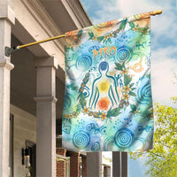 Hawaiian Piko Cultural Pride Aloha Garden Flag Watercolor Spiral Art - Tropical Plumeria Lei Garland