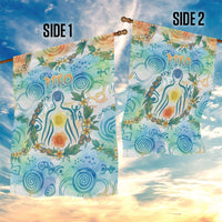 Hawaiian Piko Cultural Pride Aloha Garden Flag Watercolor Spiral Art - Tropical Plumeria Lei Garland