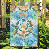 Hawaiian Piko Cultural Pride Aloha Garden Flag Watercolor Spiral Art - Tropical Plumeria Lei Garland