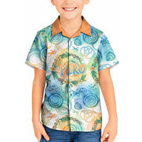 Hawaiian Piko Cultural Pride Aloha Kid Hawaiian Shirt Watercolor Spiral Art - Tropical Plumeria Lei Garland