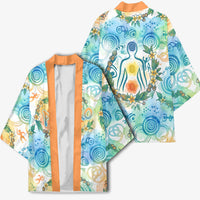 Hawaiian Piko Cultural Pride Aloha Kimono Watercolor Spiral Art - Tropical Plumeria Lei Garland