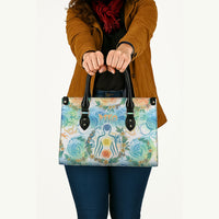 Hawaiian Piko Cultural Pride Aloha Leather Bag Watercolor Spiral Art - Tropical Plumeria Lei Garland