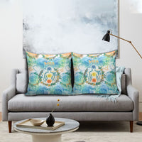 Hawaiian Piko Cultural Pride Aloha Pillow Cover Watercolor Spiral Art - Tropical Plumeria Lei Garland
