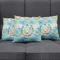 Hawaiian Piko Cultural Pride Aloha Pillow Cover Watercolor Spiral Art - Tropical Plumeria Lei Garland
