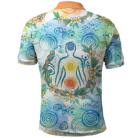 Hawaiian Piko Cultural Pride Aloha Polo Shirt Watercolor Spiral Art - Tropical Plumeria Lei Garland