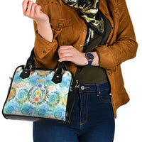Hawaiian Piko Cultural Pride Aloha Shoulder Handbag Watercolor Spiral Art - Tropical Plumeria Lei Garland