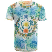 Hawaiian Piko Cultural Pride Aloha T Shirt Watercolor Spiral Art - Tropical Plumeria Lei Garland
