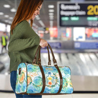 Hawaiian Piko Cultural Pride Aloha Travel Bag Watercolor Spiral Art - Tropical Plumeria Lei Garland