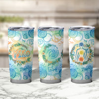 Hawaiian Piko Cultural Pride Aloha Tumbler Cup Watercolor Spiral Art - Tropical Plumeria Lei Garland