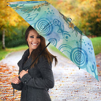 Hawaiian Piko Cultural Pride Aloha Umbrella Watercolor Spiral Art - Tropical Plumeria Lei Garland