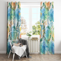 Hawaiian Piko Cultural Pride Aloha Window Curtain Watercolor Spiral Art - Tropical Plumeria Lei Garland