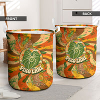 Hawaiian Piko Lani Cultivate I Ka Piko Aloha Laundry Basket Retro Psychedelic Taro Leaf - Hibiscus Flowers