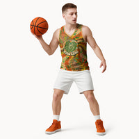 Hawaiian Piko Lani Cultivate I Ka Piko Aloha Basketball Jersey Retro Psychedelic Taro Leaf - Hibiscus Flowers