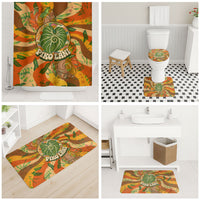 Hawaiian Piko Lani Cultivate I Ka Piko Aloha Bathroom Set Retro Psychedelic Taro Leaf - Hibiscus Flowers