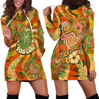 Hawaiian Piko Lani Cultivate I Ka Piko Aloha Hoodie Dress Retro Psychedelic Taro Leaf - Hibiscus Flowers