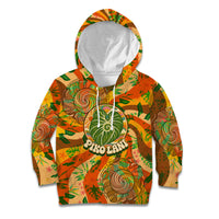 Hawaiian Piko Lani Cultivate I Ka Piko Aloha Kid Hoodie Retro Psychedelic Taro Leaf - Hibiscus Flowers