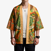 Hawaiian Piko Lani Cultivate I Ka Piko Aloha Kimono Retro Psychedelic Taro Leaf - Hibiscus Flowers