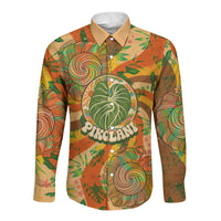 Hawaiian Piko Lani Cultivate I Ka Piko Aloha Long Sleeve Button Shirt Retro Psychedelic Taro Leaf - Hibiscus Flowers