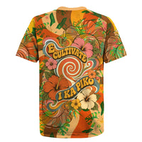 Hawaiian Piko Lani Cultivate I Ka Piko Aloha Rugby Jersey Retro Psychedelic Taro Leaf - Hibiscus Flowers