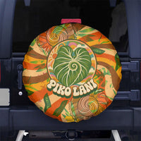 Hawaiian Piko Lani Cultivate I Ka Piko Aloha Spare Tire Cover Retro Psychedelic Taro Leaf - Hibiscus Flowers