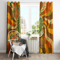 Hawaiian Piko Lani Cultivate I Ka Piko Aloha Window Curtain Retro Psychedelic Taro Leaf - Hibiscus Flowers