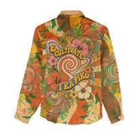 Hawaiian Piko Lani Cultivate I Ka Piko Aloha Women Casual Shirt Retro Psychedelic Taro Leaf - Hibiscus Flowers